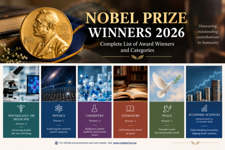 Nobel Prize Winners 2026: Complete List of Winners by Category